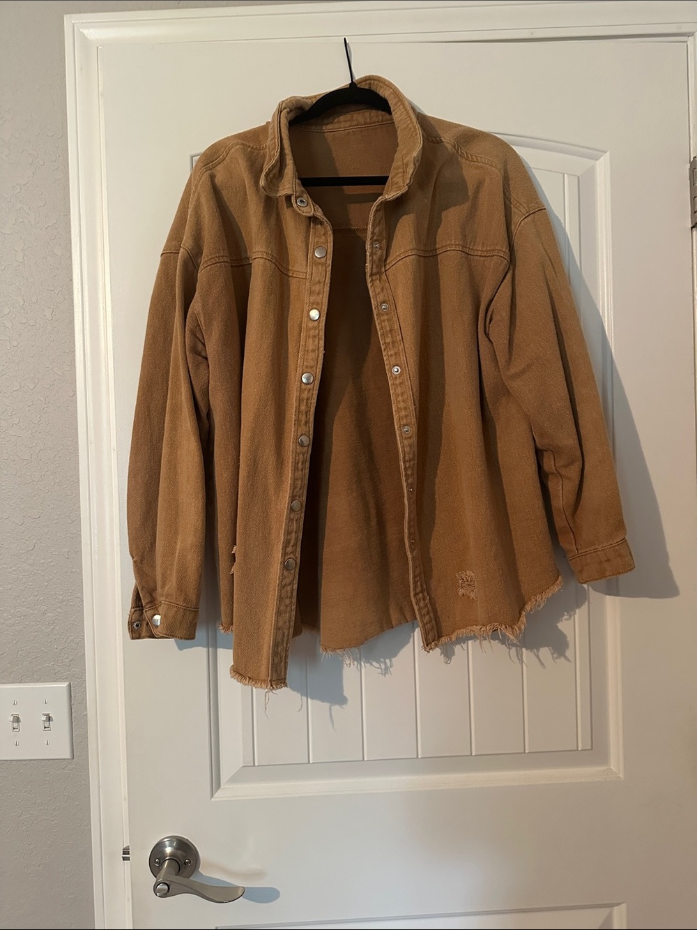 Women’s Casual Washed Tan Button-Up Jacket